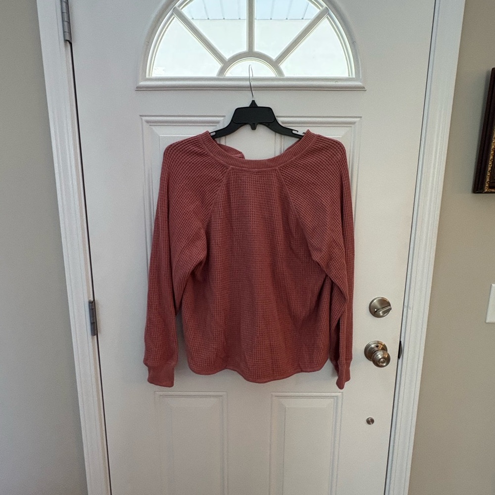 Old Navy Textured Red Long Sleeve Top
